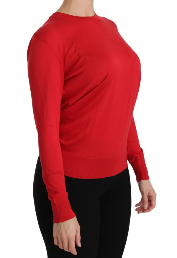 Dolce & Gabbana Women's Elegant Red Silk Crew Neck Sweater