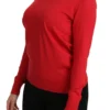 Dolce & Gabbana Women's Elegant Red Silk Crew Neck Sweater