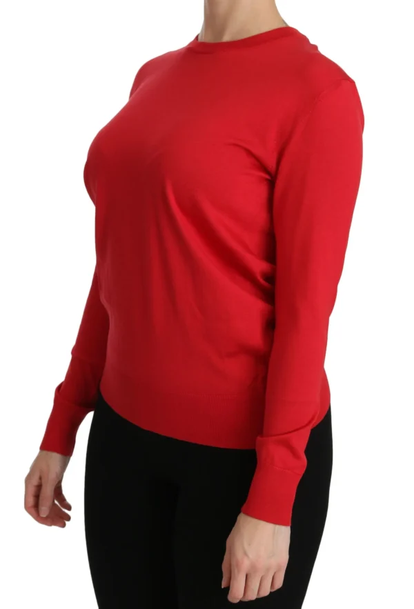 Dolce & Gabbana Women's Elegant Red Silk Crew Neck Sweater