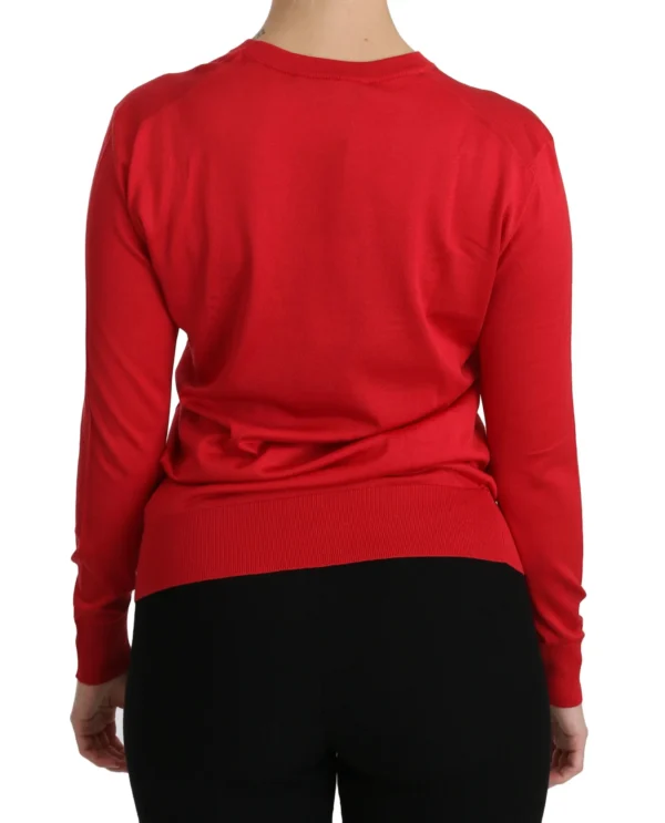Dolce & Gabbana Women's Elegant Red Silk Crew Neck Sweater