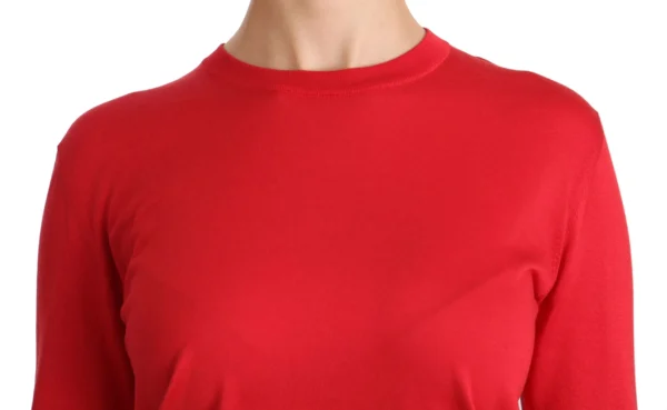Dolce & Gabbana Women's Elegant Red Silk Crew Neck Sweater