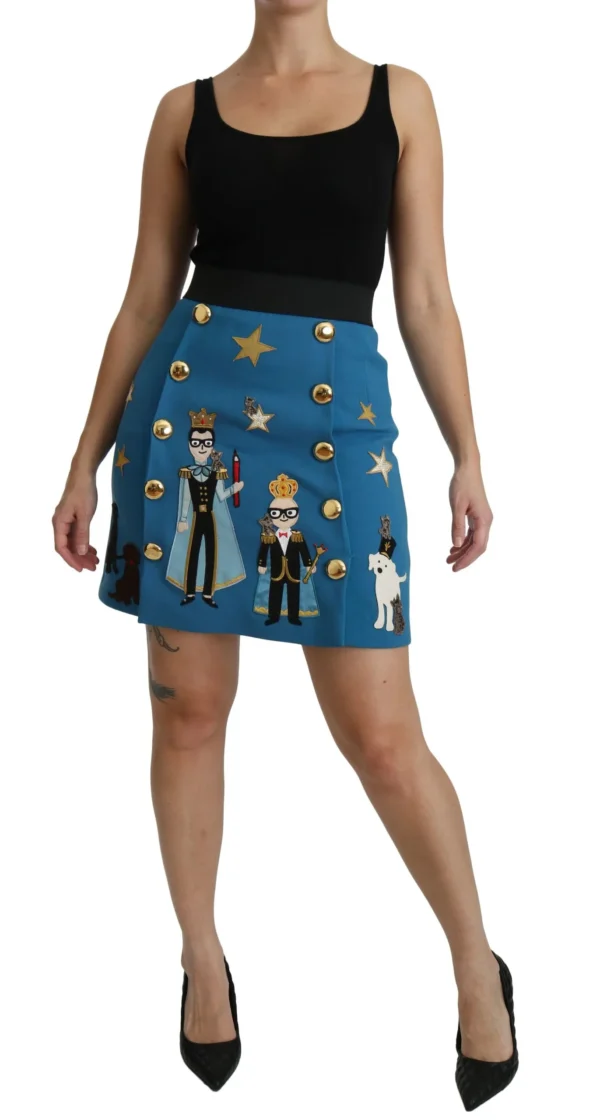 Dolce & Gabbana Women's Embellished Blue High Waist Skirt