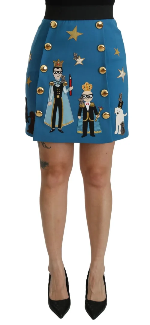 Dolce & Gabbana Women's Embellished Blue High Waist Skirt