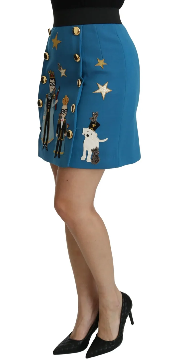 Dolce & Gabbana Women's Embellished Blue High Waist Skirt