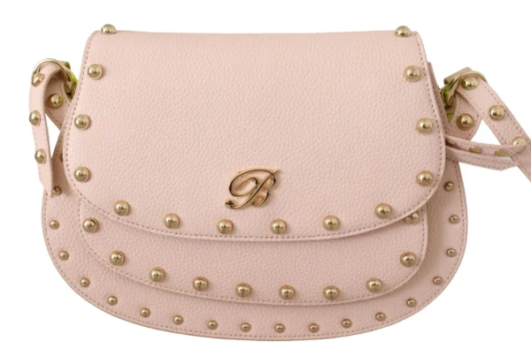 Blumarine Women's Elegant Leather Shoulder Flap Bag in Pink & Green