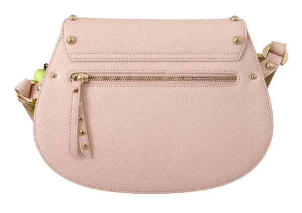 Blumarine Women's Elegant Leather Shoulder Flap Bag in Pink & Green