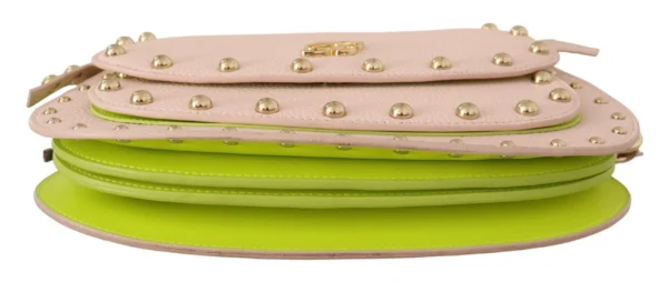 Blumarine Women's Elegant Leather Shoulder Flap Bag in Pink & Green
