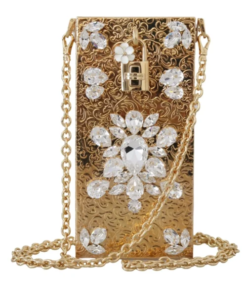 Dolce & Gabbana Women's Gold Crystal Mini Purse with Chain