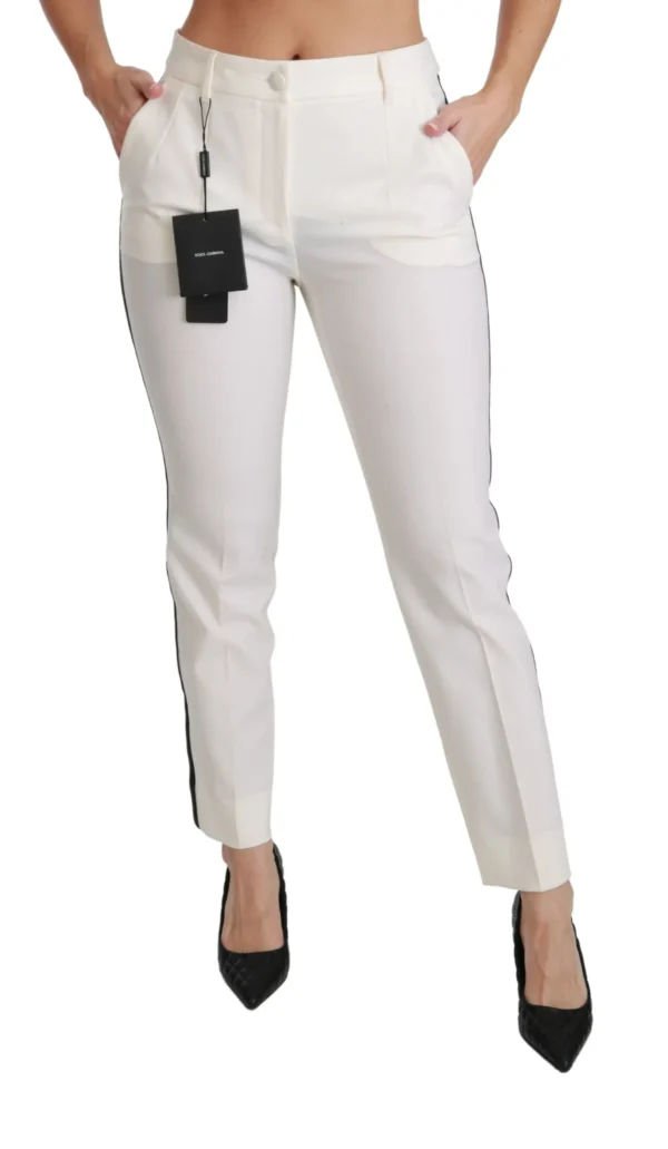 Dolce & Gabbana Women's White High Waist Skinny Luxury Pants