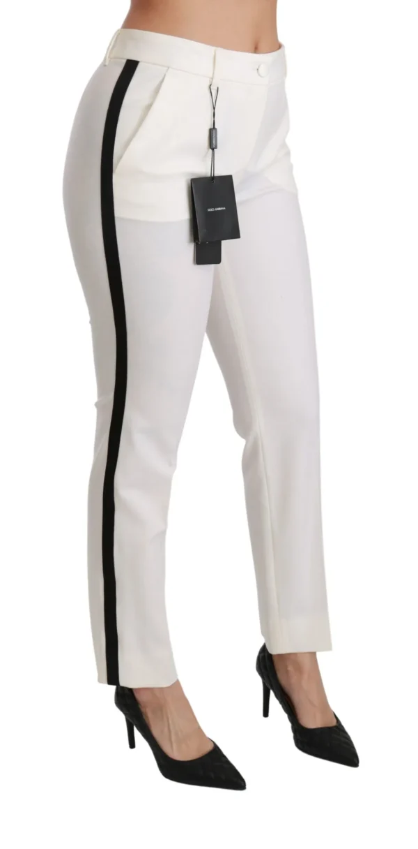 Dolce & Gabbana Women's White High Waist Skinny Luxury Pants