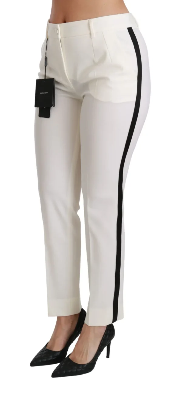 Dolce & Gabbana Women's White High Waist Skinny Luxury Pants