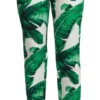 Dolce & Gabbana Women's Elegant Green Brocade Pants with Banana Leaf Print