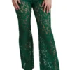 Dolce & Gabbana Women's Elegant Green Lace Detailed Pants