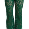 Dolce & Gabbana Women's Elegant Green Lace Detailed Pants