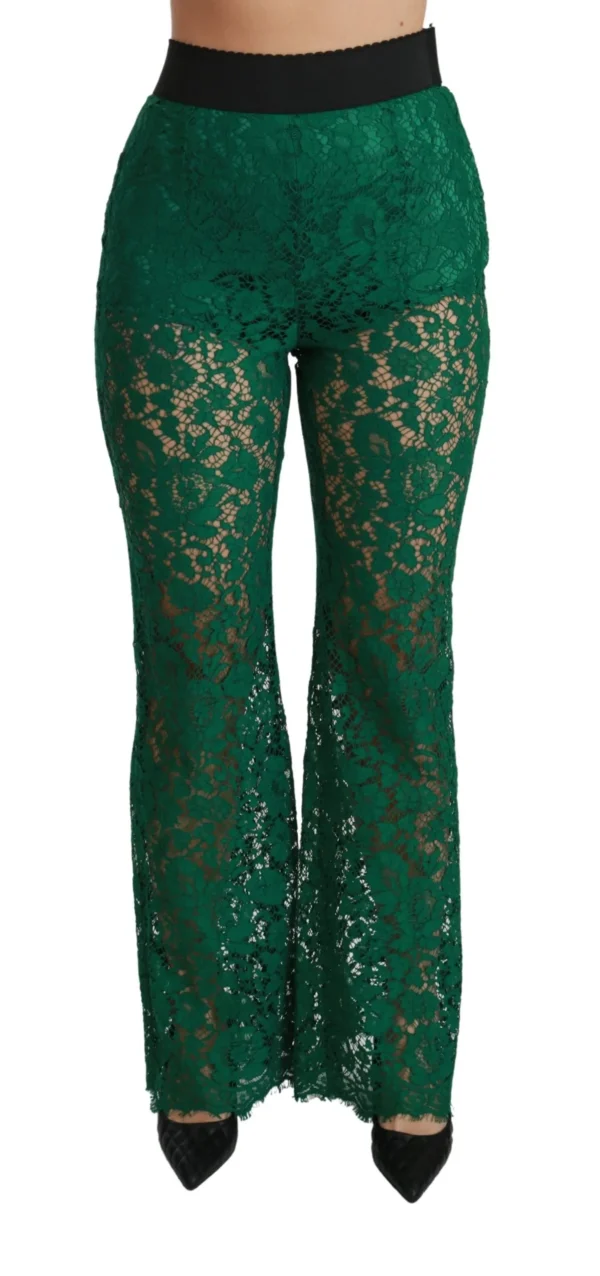Dolce & Gabbana Women's Elegant Green Lace Detailed Pants