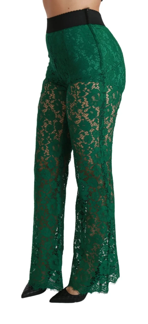 Dolce & Gabbana Women's Elegant Green Lace Detailed Pants
