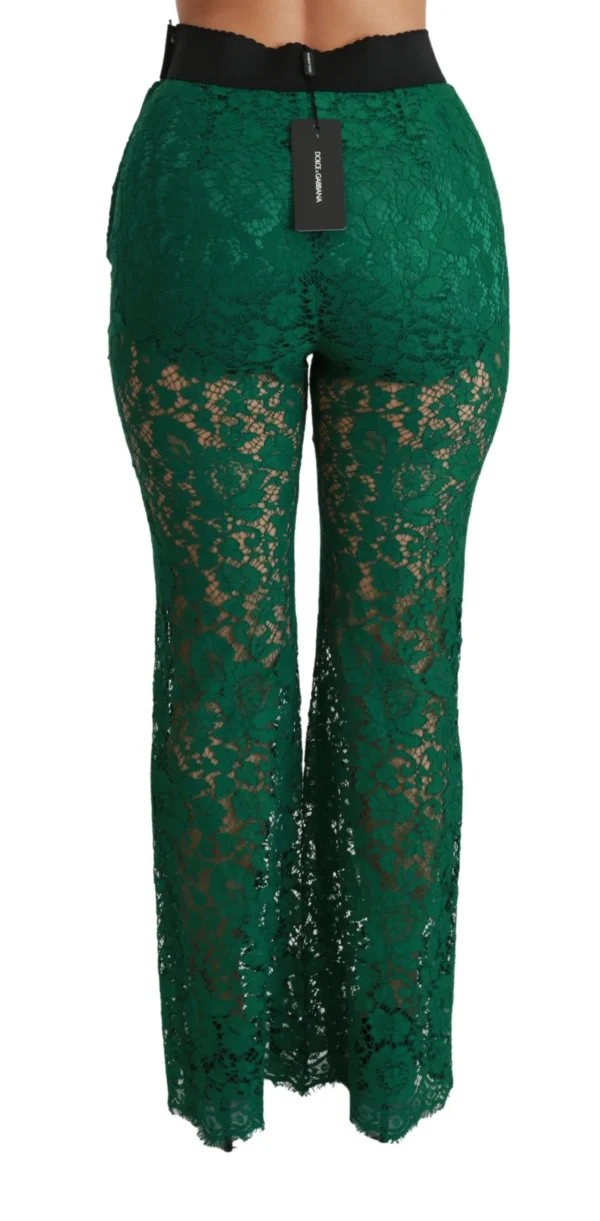 Dolce & Gabbana Women's Elegant Green Lace Detailed Pants