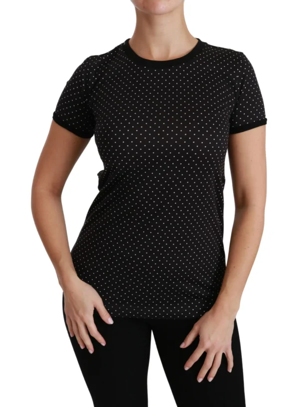 Dolce & Gabbana Women's Elegant Black Dotted Cotton Dolce Top
