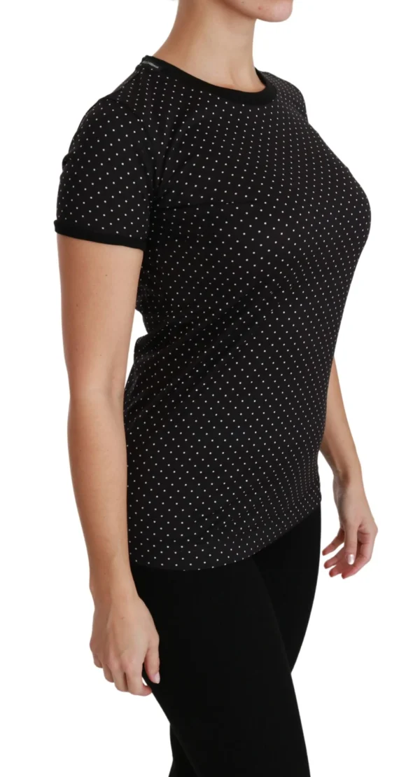 Dolce & Gabbana Women's Elegant Black Dotted Cotton Dolce Top