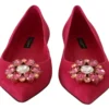 Dolce & Gabbana Women's Embellished Crystal Suede Flats in Pink