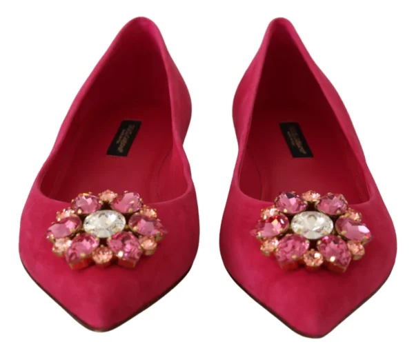 Dolce & Gabbana Women's Embellished Crystal Suede Flats in Pink