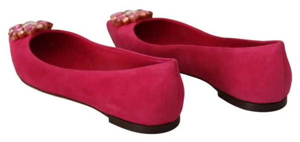 Dolce & Gabbana Women's Embellished Crystal Suede Flats in Pink