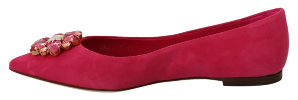 Dolce & Gabbana Women's Embellished Crystal Suede Flats in Pink