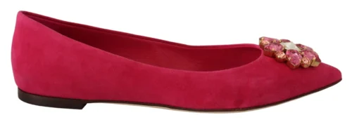 Dolce & Gabbana Women's Embellished Crystal Suede Flats in Pink