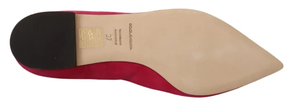 Dolce & Gabbana Women's Embellished Crystal Suede Flats in Pink