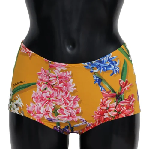 Dolce & Gabbana Women's Chic Orange Floral High Waist Bikini Bottom