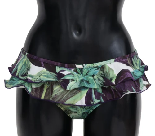 Dolce & Gabbana Women's Eggplant Print Green Bikini Bottom