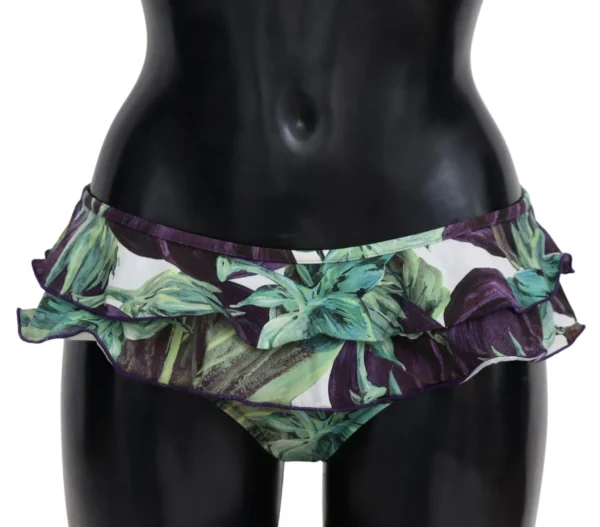 Dolce & Gabbana Women's Eggplant Print Green Bikini Bottom