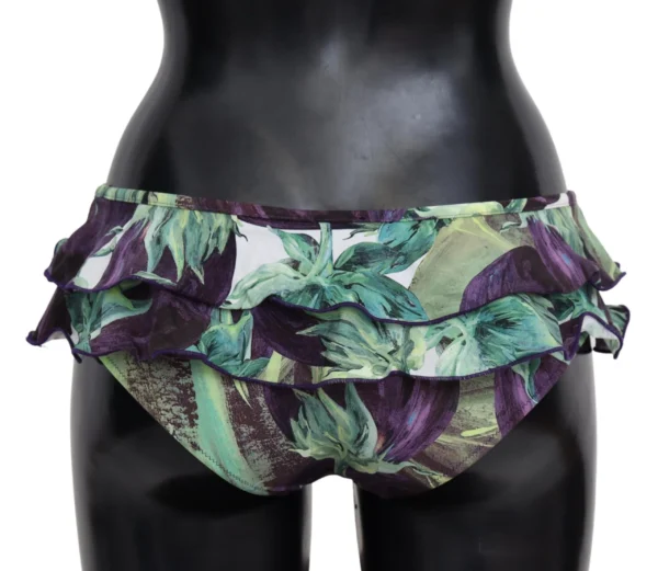 Dolce & Gabbana Women's Eggplant Print Green Bikini Bottom