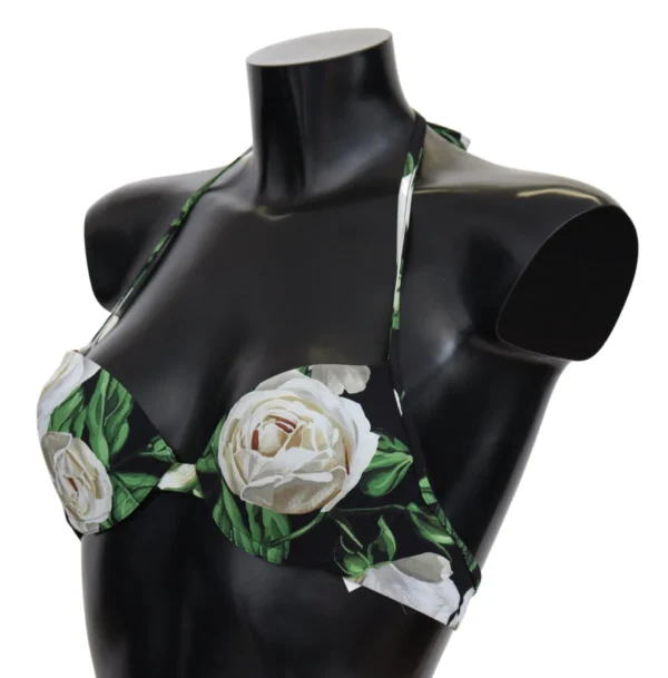 Dolce & Gabbana Women's Elegant Rose Print Bikini Top