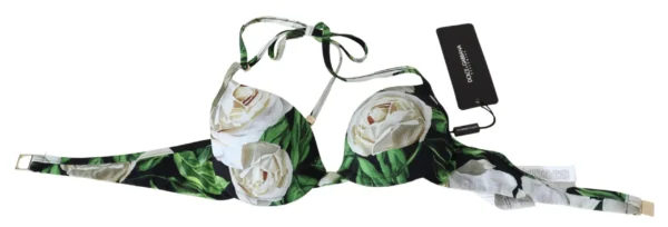 Dolce & Gabbana Women's Elegant Rose Print Bikini Top