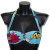 Dolce & Gabbana Women's Chic Light Blue Cartoon Print Bikini Top