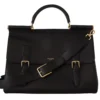 Dolce & Gabbana Women's Elegant XL Sicily Black Leather Bag with Gold Accents