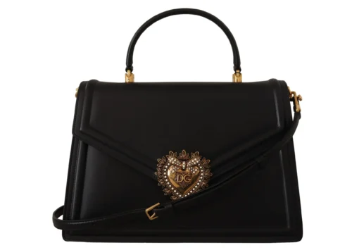 Dolce & Gabbana Women's Elegant Black Devotion Leather Shoulder Bag