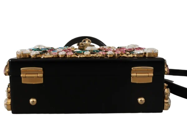 Dolce & Gabbana Women's Exotic Black Croc Box Bag with Crystals