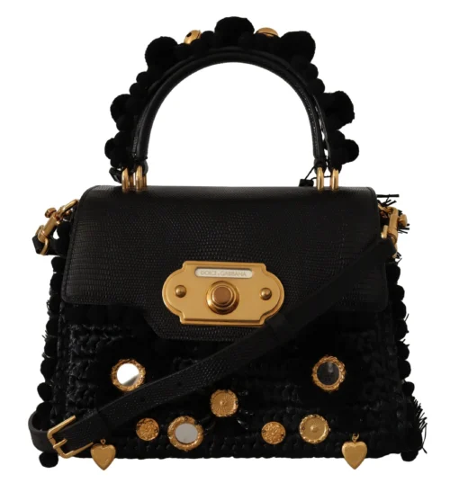 Dolce & Gabbana Women's Elegant Black Gold Detail Shoulder Bag
