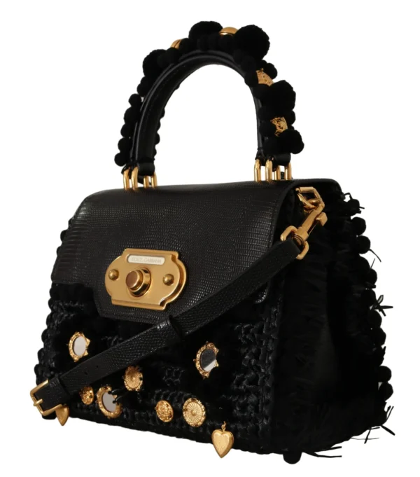 Dolce & Gabbana Women's Elegant Black Gold Detail Shoulder Bag