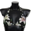Dolce & Gabbana Women's Elegant Lilies Print Bikini Top for Summer Escapes