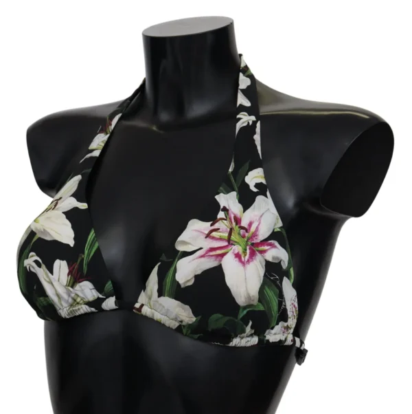 Dolce & Gabbana Women's Elegant Lilies Print Bikini Top for Summer Escapes