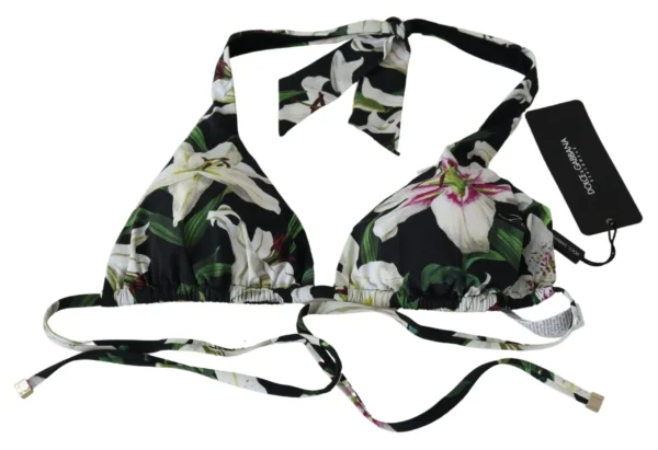 Dolce & Gabbana Women's Elegant Lilies Print Bikini Top for Summer Escapes
