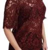 Dolce & Gabbana Women's Maroon Floral Lace Short Sleeve Blouse