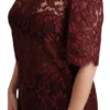 Dolce & Gabbana Women's Maroon Floral Lace Short Sleeve Blouse