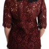 Dolce & Gabbana Women's Maroon Floral Lace Short Sleeve Blouse