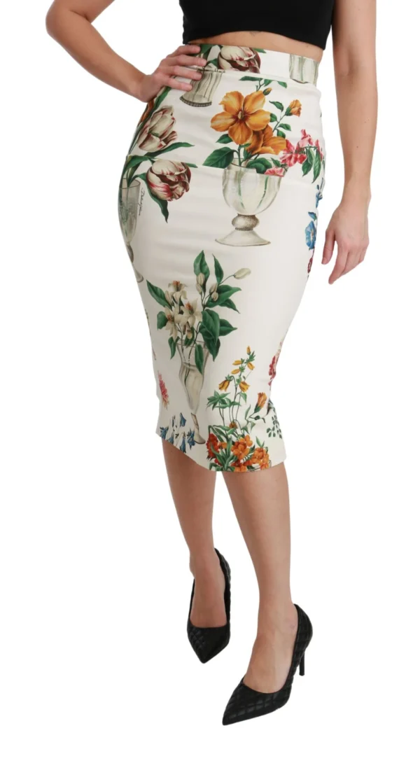 Dolce & Gabbana Women's Elegant Floral Midi Silk Skirt