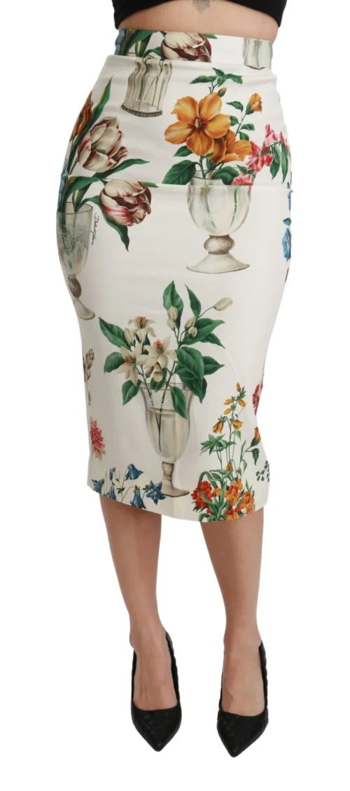 Dolce & Gabbana Women's Elegant Floral Midi Silk Skirt