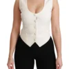 Dolce & Gabbana Women's Elegant White Sleeveless Wool-Silk Blend Vest